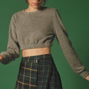 Anthropologie Gray Cropped Sweatshirt